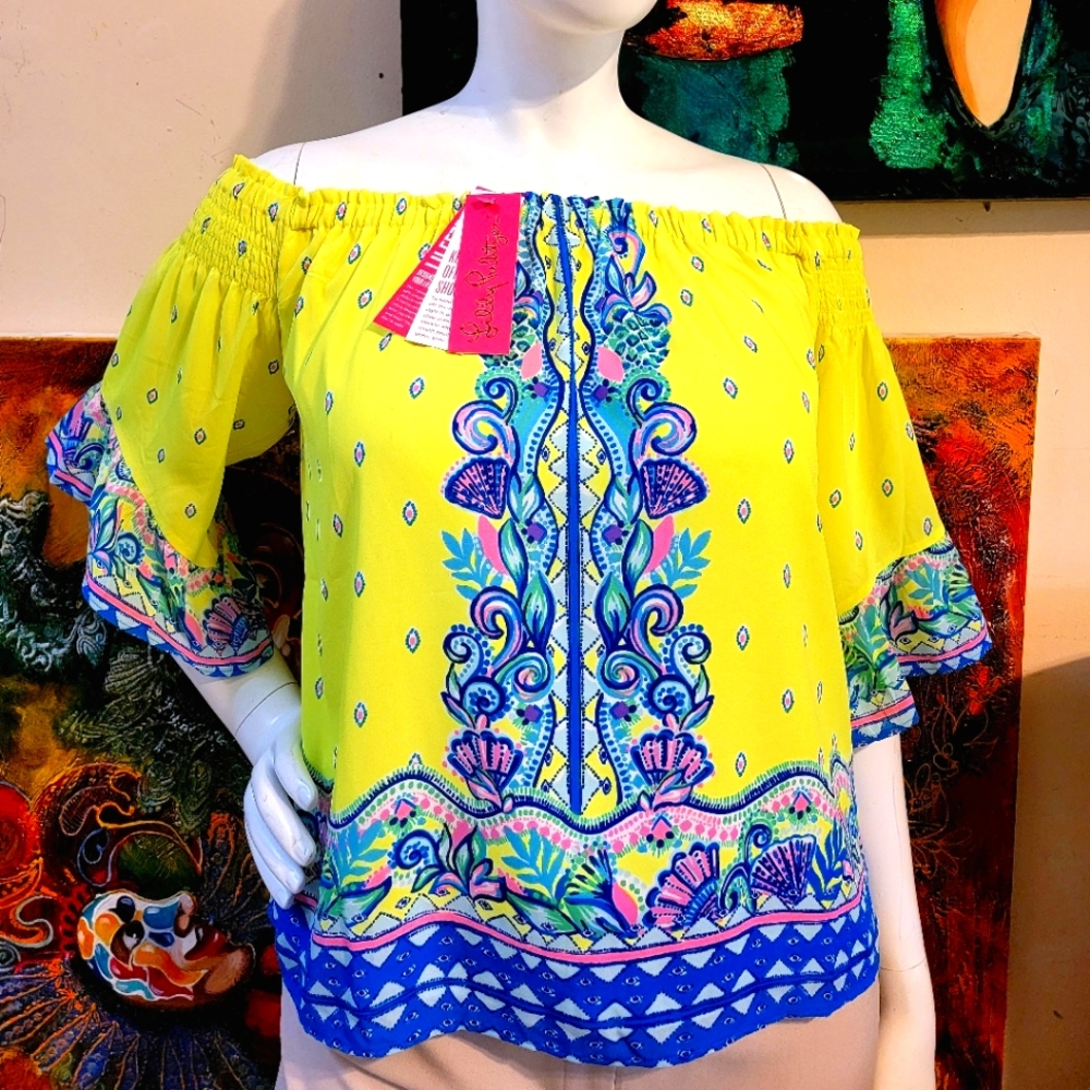 COPY - Fawna Off - The Shoulder Lileeze Top .size XL. Lilly Pulitzer.